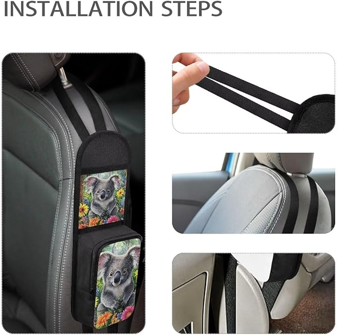 Cute Sloth Car Seat Side Organizer,Car Seat Back Side Hanging Bag,Car 2 Pocket Seat Side Organizer, Auto Seat Storage Hanging Bag,Car Travel Accessories Suitable for All Cars