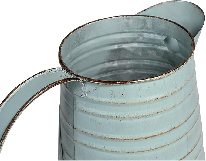 APSOONSELL Shabby Chic Metal Jug Vase Pitcher Flower Holder for Home Decoration