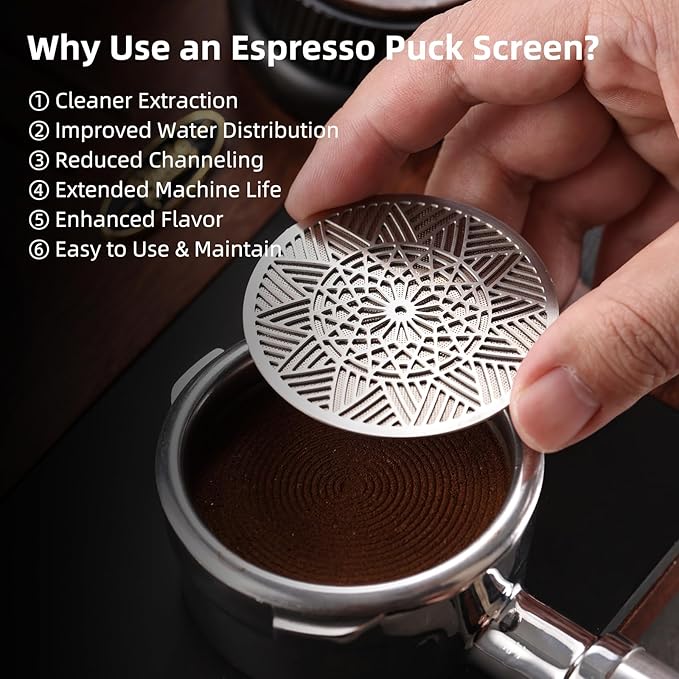 58.5mm Puck Screen - Metal Espresso Puck Screen Reusable Coffee Filter for Espresso Portafilter Filter Basket 58.5mm Thickness 150μm (1pack, 58.5 mm)