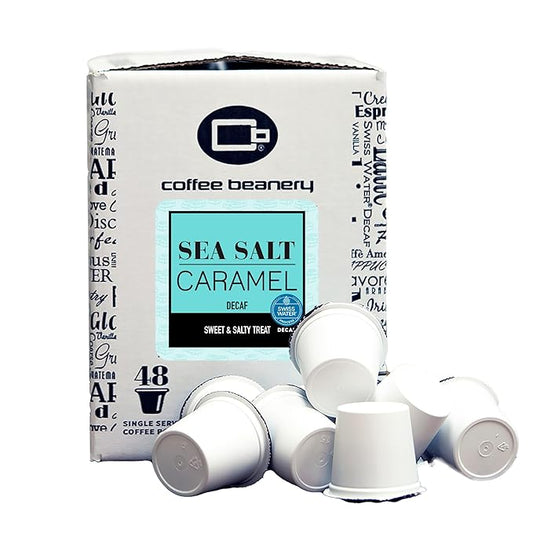 Sea Salt Caramel Decaf Coffee Pods by Coffee Beanery | 192ct Bulk Flavored Decaf Coffee Pods Medium Roast Coffee