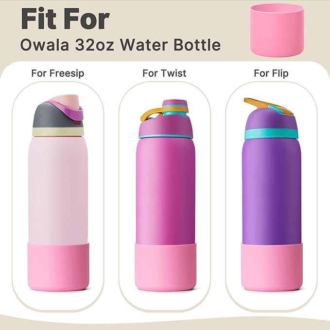 Boot for Owala 32 oz Twist/FreeSip/Flip Stainless Steel Water Bottle, Silicone Rubber Bottom Protector for Owala 32 oz Water Bottle(Peony)