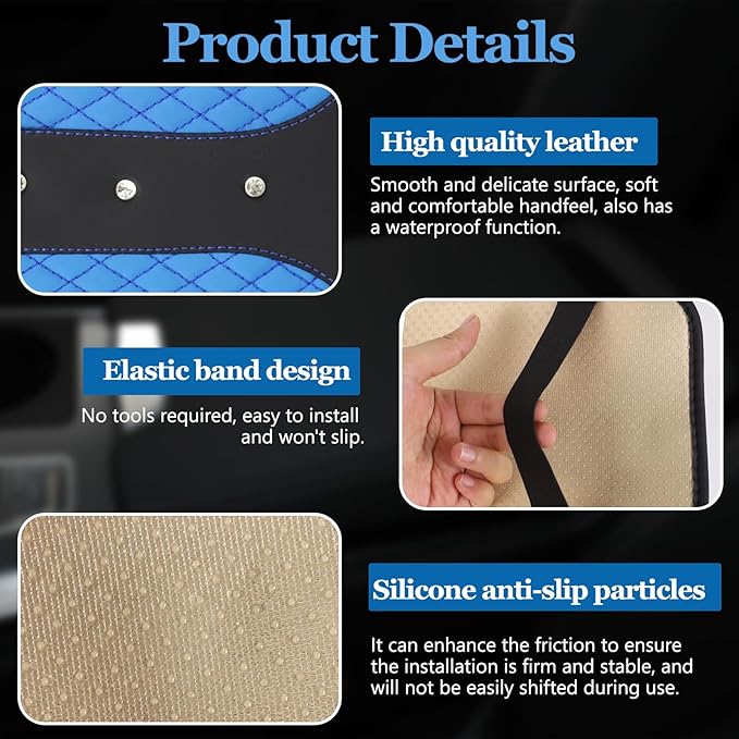 Bling Crown Car Center Console Cover, 12.7"×7.7" Armrest Cover for Cars, Waterproof Leather Arm Rest Box Pad Cushion, Universal Middle Console Cover Protector, Car Accessories (Blue)