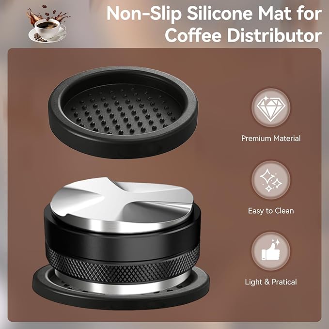 53mm Espresso Accessories Kit, 4-in-1 Set: 2-in-1 Distributor & Tamper, Tamper Mat, WDT Tool & Magnetic Dosing Funnel, Compatible with Delonghi & All 53mm Espresso Machines/Portafilters