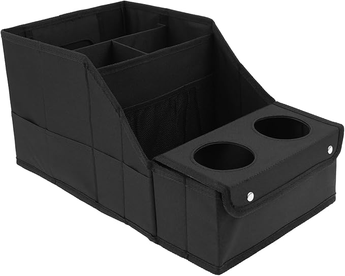 Car Seat Storage Organizer, Car Essentials Back Seats Organizer Between Seats Passenger seat with Cup Holder for Travel Baby Toys Diaper Caddy Bag(black)