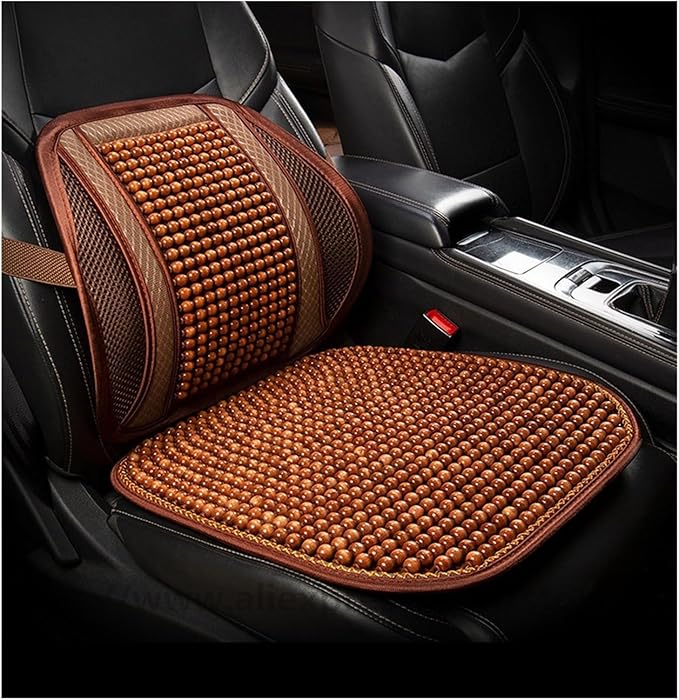 TOMSE Car Seat Chair Back Cushion for BMW X3 G01 2019 2020 2021 2022 2023 2024, Wooden Beads Ventilate Mesh Lumbar Brace Strong Durable Relieve Fatigue Summer Interior Accessories,A-Waist Cushion