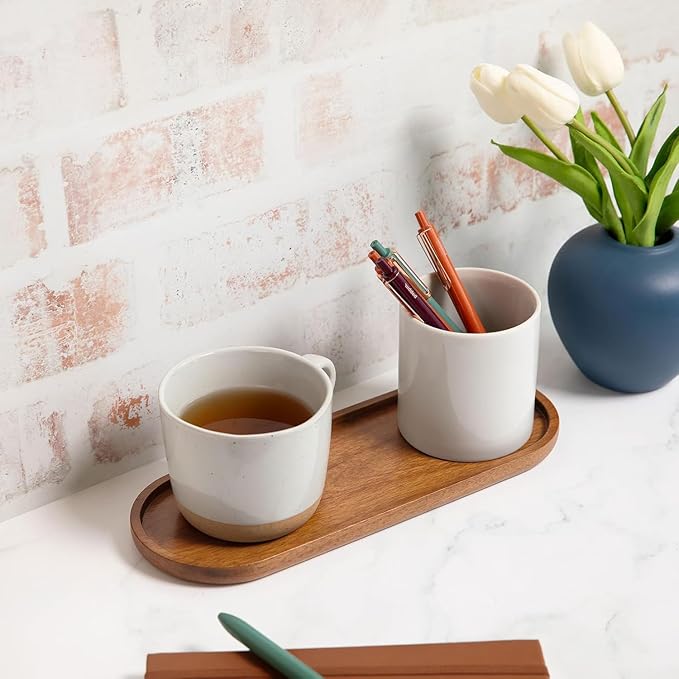 Solid Wood Serving Platters and Trays of Natural Wood with Edge,Rectangular Avoid Sliding and Spilling Food (Acacia Oval Platters 6 Pack)
