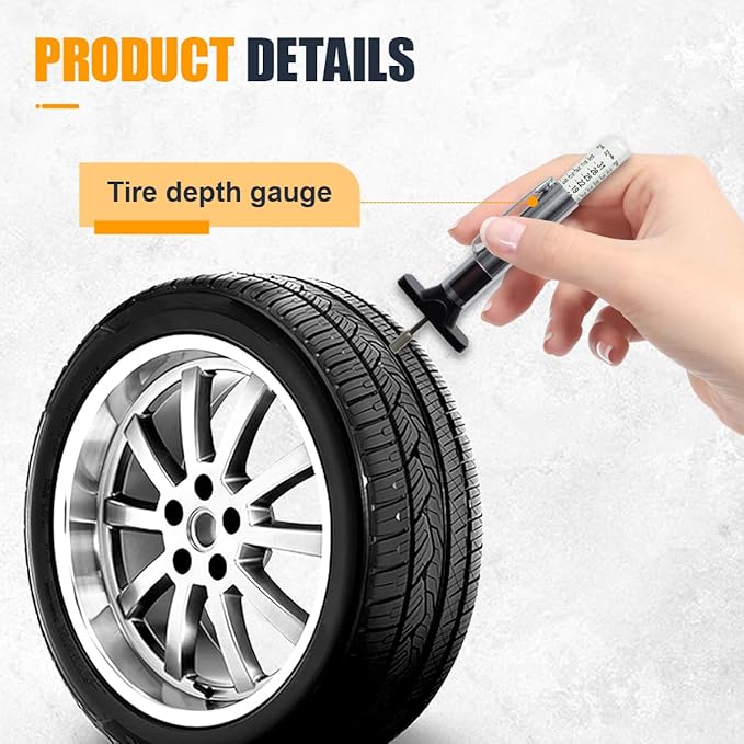 4PCS Tire Lubricant Brush Applicator Swab Set with Tread Depth Gauge, 12.5" Universal Extra Long Tire Shine Applicator, Car Cleaning Brush for Most Common Lube Buckets(One Color)
