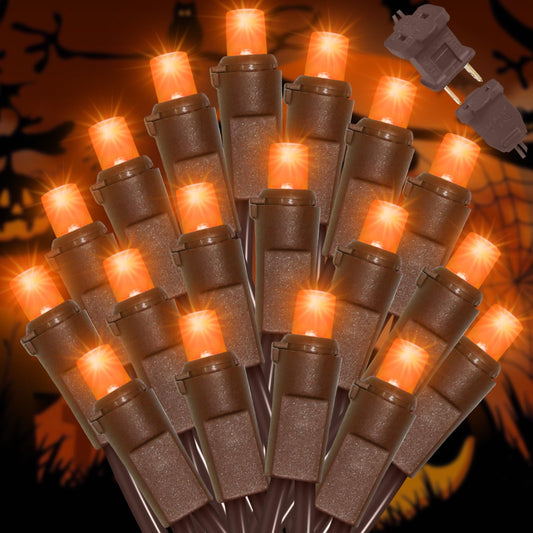 LAMPHOME Orange LED String Lights - 21.6FT, 100 Count, Mini Indoor/Outdoor Holiday Decorations, Model YHL100A/2S