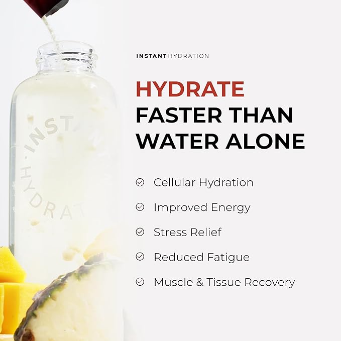 Instant Hydration Electrolytes Powder Packets - Mango Pineapple Drink Mix - Zero Sugar - Keto, Vegan, Gluten-Free, Non-GMO - Boost Recovery, Brain Health, Muscle & Tissue Support- 30 Sticks
