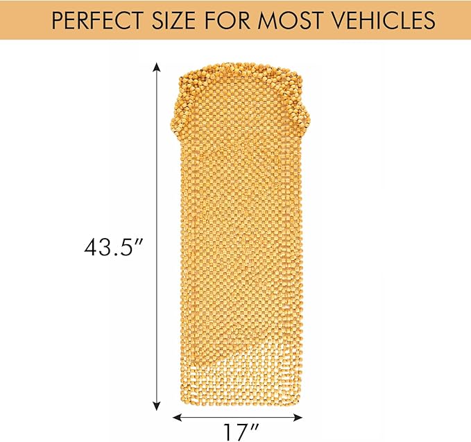 ZONETECH Beaded Car Seat Cover, Cooling Wood Bead Seat Cover, Breathable Semi Truck Seat Covers Massaging, Anti-Sweat and Back Support Features, Double Strung Universal Fit Natural Color