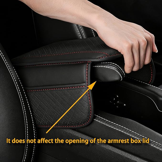 Car Armrest Cover for Mazda CX5 2012-2025, Center Console Cushion Leather Armrest Pad Protector with Storage Pockets Diamond Pattern,Grey