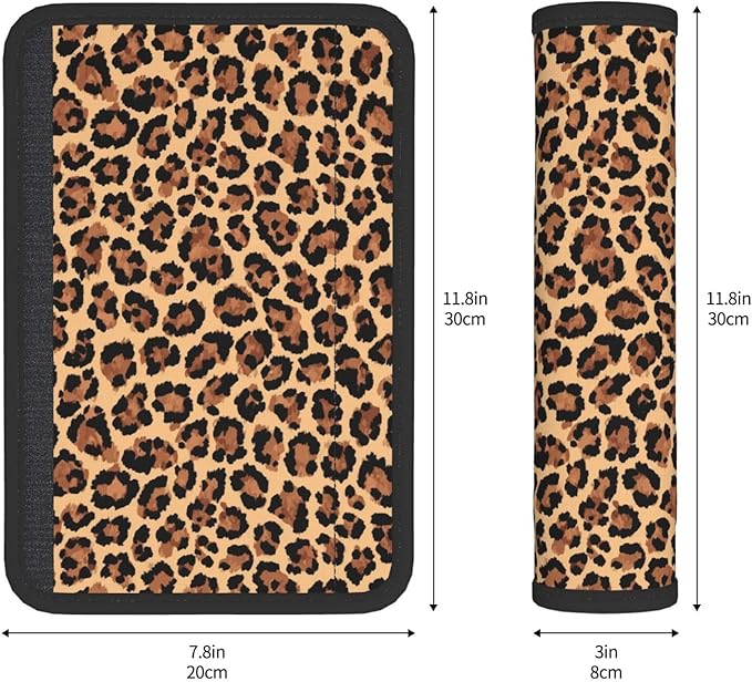 Leopard Print Steering Wheel Cover Elastic Non-Slip Car Steering Wheel Covers with Seat Belt Shoulder Pad for Women Men