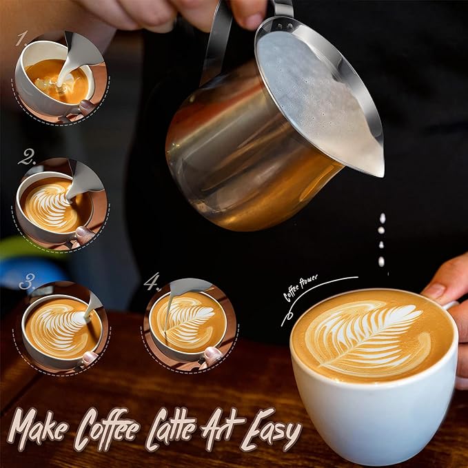 12 Pack Stainless Steel Bell Creamers 3 Ounce Creamer Pitcher Mini Coffee Milk Pitchers with Handle and Pouring Spout Cups for Serving Espresso, Tea, Milk, Maple Syrup, Sauce