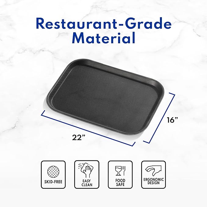 New Star Foodservice Restaurant Grade Non-Slip Tray, Plastic, Rubber Lined, Rectangular (Brown, 10-Inch x 14-Inch)