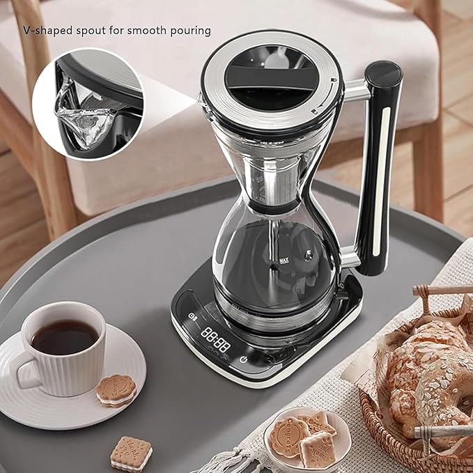 Syphon Vacuum Coffee Maker, Glass Electric Siphon Pot, 3 Adjustable Gears, 30 Minute Keep Warm, 240ml Capacity, for Use at Home, Coffee Shops, Offices & Other Places