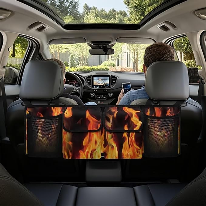 Fire Trunk Organizer Suv Trunk Hanging Storage Bag Back of Seat Car Organizer for Grocery Cargo Car Back Seat Organizer for SUVs, Vans, Cars for Men Women