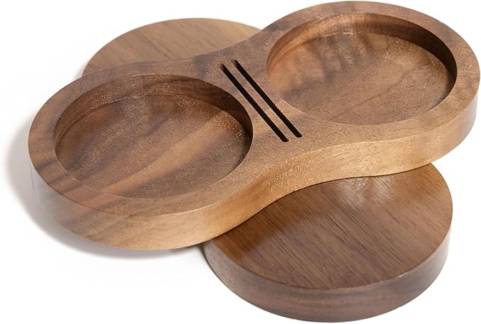 NEOUZA Coffee Tamper Stand Holder for Tamper, Distribution Tool, Puck Screen, Walnut Wood,51mm 53mm 58mm Universal