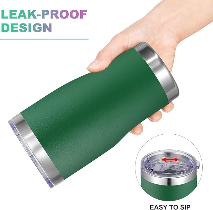 VEGOND 20oz Tumbler Stainless Steel Tumbler Cup with Lid And Straw Vacuum Insulated Double Wall Travel Coffee Mug(dark green package 1)