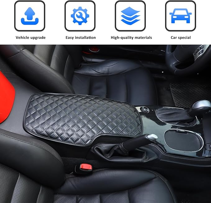 Car Arm Rest Cushion Pad Protector Compatible with Chevrolet Corvette C6 2005-2013 Car Center Armrest Cover,Leather Console lid Protector,Center Console Pad Anti-Scratch Accessories (Carbon Fiber)