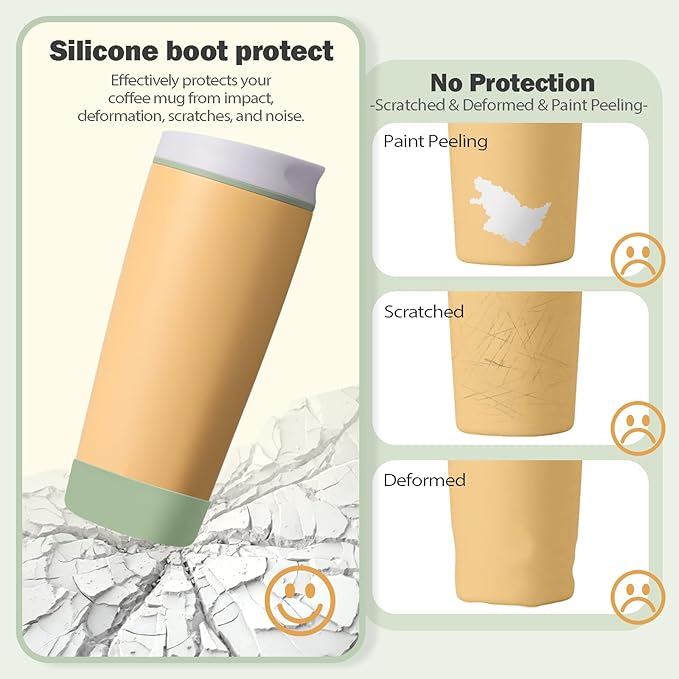 2pcs Silicone Boot for Owala SmoothSip Slider Coffee Tumbler 20oz 12oz, Anti-Slip Sleeve for Travel Coffee Mug, Protective Accessories for Owala BPA Free (Sage)
