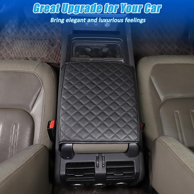 Car Center Console Pad for Land Rover Defender 90 110 130 2020-2025 Car Armrest Cover Leather Cushion Waterproof Auto Armrest Seat Box Protector Accessories (Black)