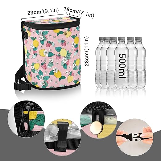 MNSRUU Car Trash Can with Lid, Lemon Floral Car Trash Bag Hanging Car Organizers and Storage for Front Back Seat, Leak-Proof Car Trash Bin