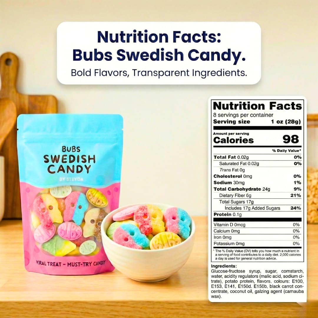 Bubs Swedish Candy 0,5 lb, Swedish Candy Bubs Mix, Skulls, Swedish Godis, Gummy Candy