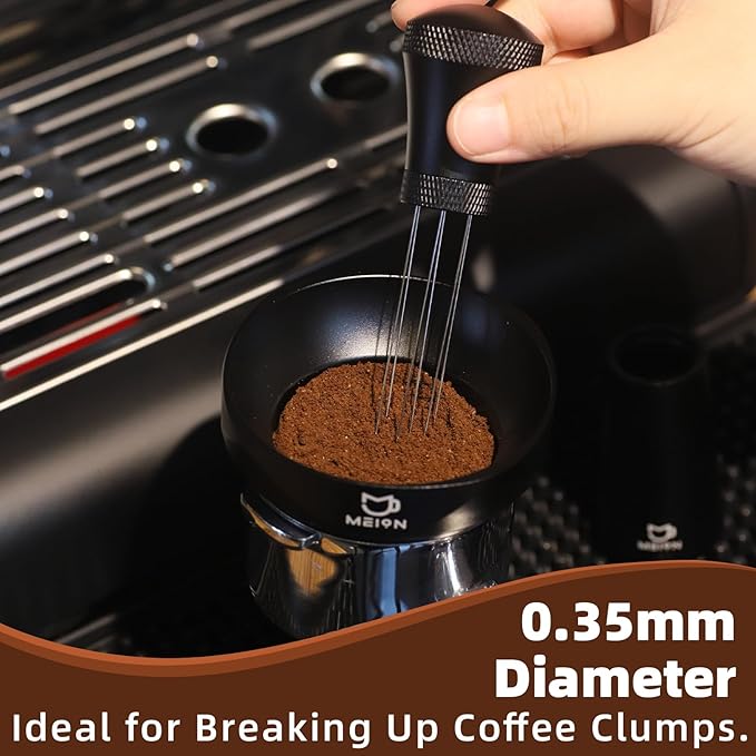 MEION 54mm Espresso Accessories Kit for Breville Espresso Machines, Includes Bottomless Portafilter, Double-sided Coffee Distributor & Tamper, Espresso Stirrer and Thin 0.8mm Puck Screen (Black, 54mm)