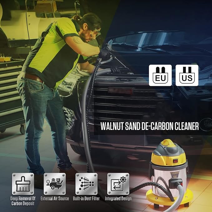Walnut Sand DE-Carbon Cleaner HTS558 Engine Intake Valve Cleaner Valvetronic System Walnut Powder Sand Carbon Deposit Cleaning Tool Car Walnut Blaster Cleaner With 23pcs Car Model Adapters 110V/220V