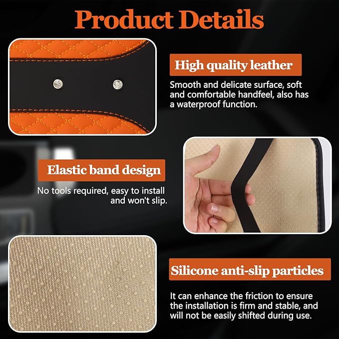 Bling Crown Car Center Console Cover, 12.7"×7.7" Armrest Cover for Cars, Waterproof Leather Arm Rest Box Pad Cushion, Universal Middle Console Cover Protector, Car Accessories (Orange)