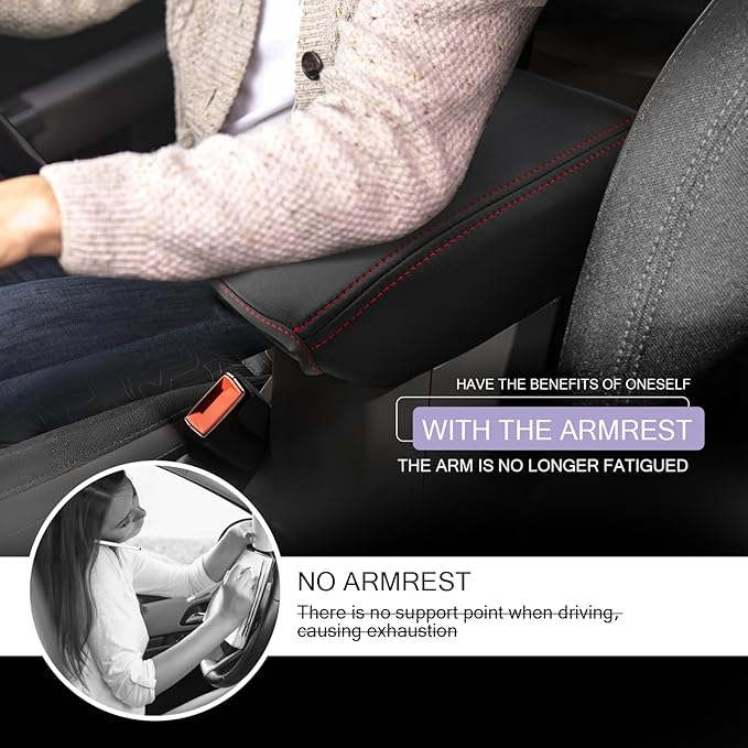 LUWU Renegade Center Console Cover Compatible with 2015-2021 2022 2023 Renegade Accessories Armrest Console Cover Soft Leather,Red Line