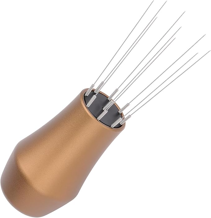Normcore WDT Distribution Tool with Stand V3, 9 Prong Needle Espresso Stirrer, 18 Needles 0.25mm / 0.3mm Thick Spring Wires, Weiss Distribution Technique, Bronze Anodized Aluminum Handle