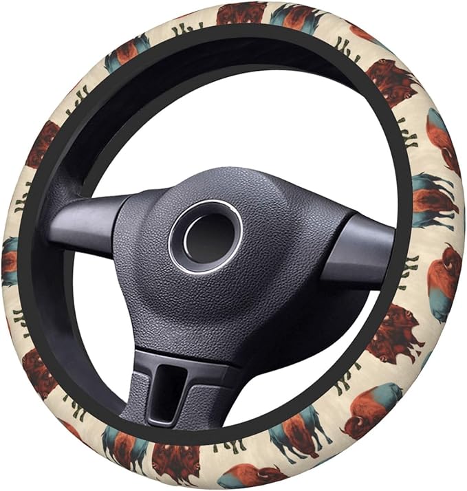 America Bison Universal Fit Steering Wheel Cover for Car, Truck, and SUV, Durable Steering Wheel Protection