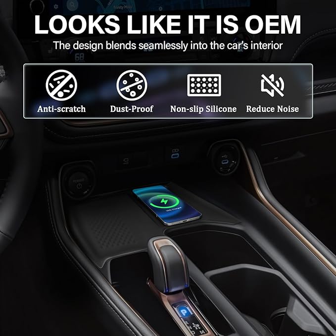 Wireless Charging Anti-Slip Mat for 2024 2025 2026 Toyota Grand Highlander, Silicone Waterproof Non-Slip & Anti-Scratch Center Console Phone Charger Protective Pad Liner Accessories