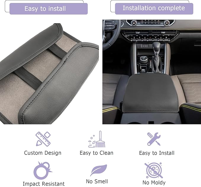 LUWU 2025 2026 Colorado Center Console Cover Compatible with 2023 2024 2025 2026 GMC Canyon & Chevrolet Colorado Accessories Armrest Cover Center Console Pad Armrest Console Cover (Thin Black)