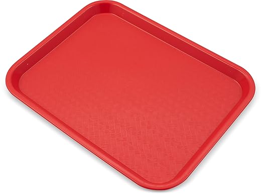 Carlisle FoodService Products Café Standard Cafeteria / Fast Food Tray, 10" x 14", Red
