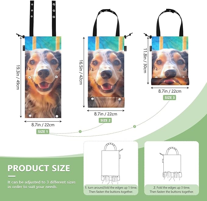 ALAZA Hanging Car Trash Bags Garbage Bag Trash Can for Back Seat Small Dog 3 Washable Storage Bag Retractable 2 Pack