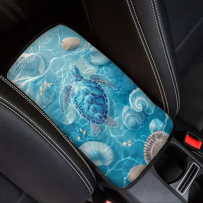 Blue Turtle Arm Rest Cover Car Easy to Install Car Console Covers Vehicle Armrest Cover Vehicle Accessories 12.3 x 7.5 Inch Fit for Most Cars, Vehicles, SUVs