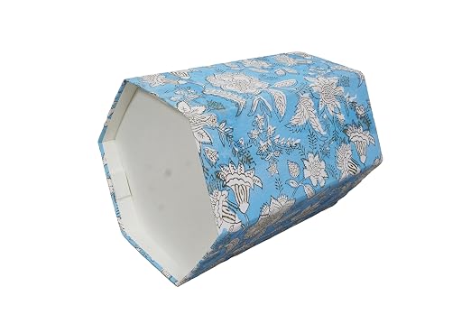 Generic 3.3 Gallon Cotton Hand Block Printed Paper Waste Basket |Small Decorative Trash Can for Housewarming Gifts in Living Room, Bedroom, Bathroom | Eco-Friendly, Plastic-Free (1, SKY WHITE FLOWAR)