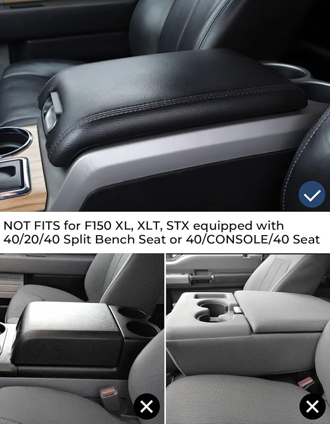 ISSYAUTO Center Console Cover Armrest lid Cover Compatible with 2009-2014 F150, Leather Arm Rest Covering for Car, Well-Make Durable Middle Console Cover Armrest Box Protective Cover