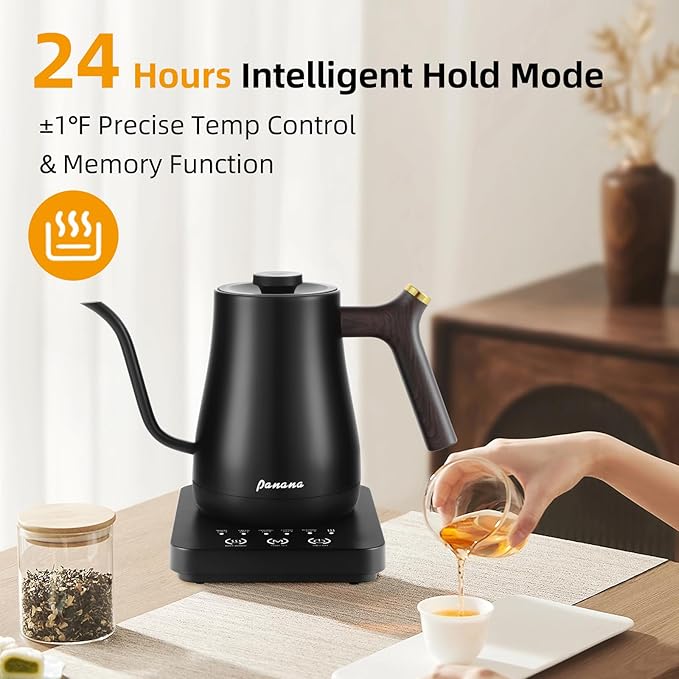 Panana Electrick Kettle, Gooseneck Electric Kettle Temperature Control with LCD Display, Pour Over Coffee Tea Kettle, Fast Heating, Overheat Protection, Memory Function,0.8L