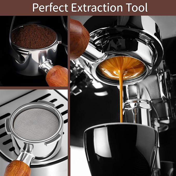 51mm Bottomless Portafilter for CM5418, 3 Ears Portafilter with 51mm Puck Screen Compatible for CASABREWS Espresso Machine CM5418, 3700Essential and 5418Pro, Stainless Steel Filter Holder and Filter