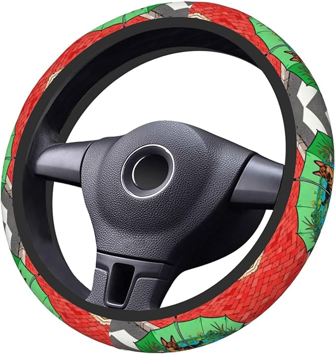 Border Collie Prints Neoprene Steering Wheel Covers Women Men Car Accessories, Universal 15 Inch Fit Auto, Suvs, Truck