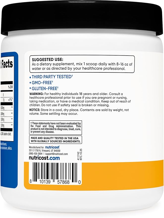 Nutricost BCAA Powder 2:1:1 (Orchard Fruit) - Branch Chain Amino Acids, 6g Per Serving, Vegetarian, GMO-Free, Gluten-Free, 30 Servings
