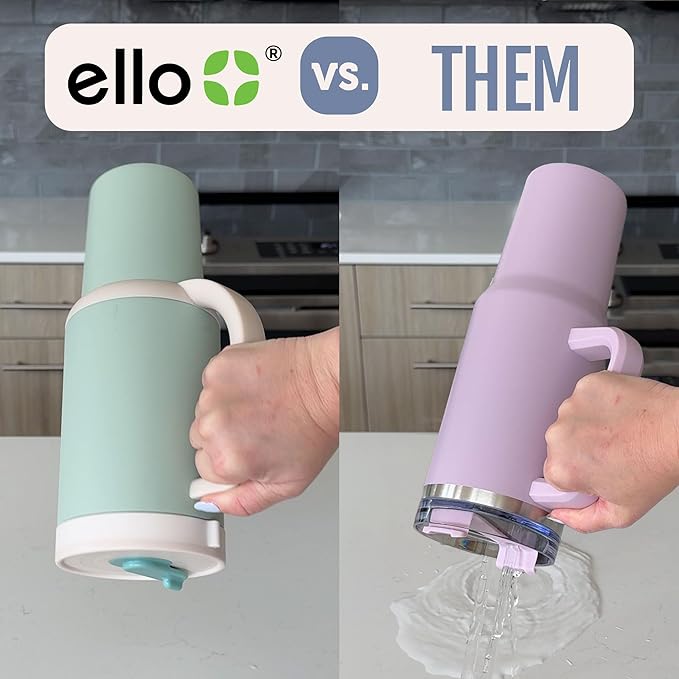 Ello Oasis 40 oz Tumbler with Handle & Retracting Straw | Reusable Insulated Stainless Steel Cup 100% Leakproof, Gifts for Teens Women Men | Keeps cold for 20 Hours, Cup Holder Friendly, Twilight