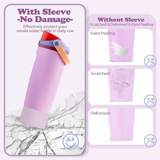 2PCS Silicone Boots for Owala 30oz & 40oz FreeSip Sway Bottles & Tumblers – Non-Slip, Scratch-Resistant, Stability Enhancer for Owala Accessories (Lavender Mist)