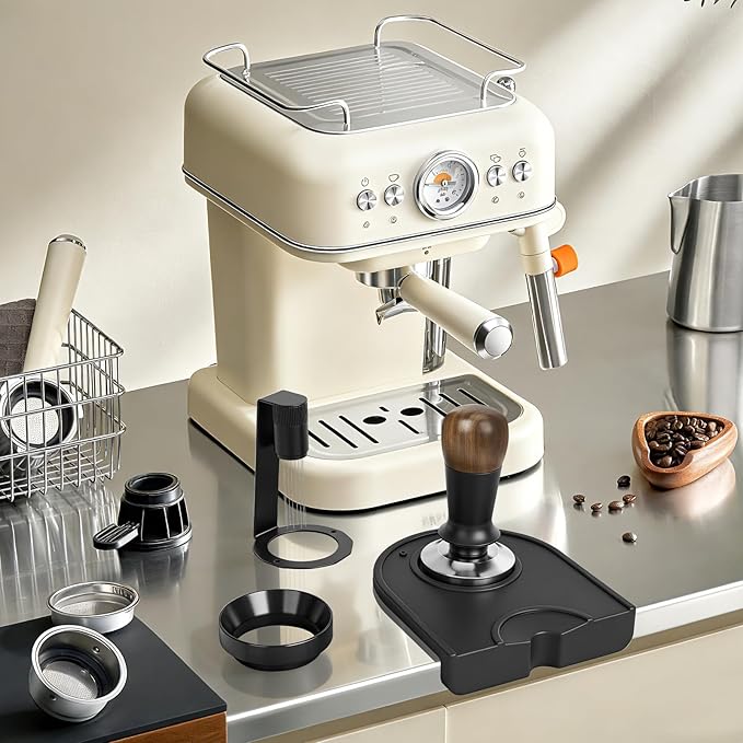 51mm Espresso Accessories Kit - Includes Spring-Loaded Espresso Tamper, WDT Tool with Magnetic Stand, Dosing Funnel & Tamping Mat | Professional Espresso Tool for Home Baristas