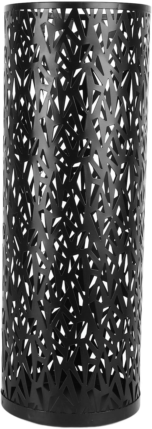 Metal Round Umbrella Stand Rack,Umbrella Holder Organizer Bin Hollowed Freestanding Canes Walking Sticks Holder for Entryway Home Hotel Office Decor (L)