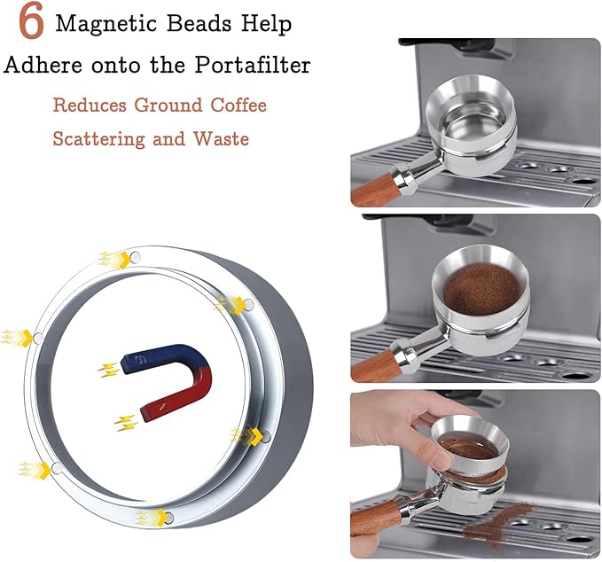 53mm Espresso Tamper Kit - Dual-Spring Calibrated Coffee Tamper, 8-Needle WDT Tool Espresso Distribution Tool, Magnetic Aluminum Dosing Funnel, Reusable Puck Screen, Fit Breville 54mm Portafilters