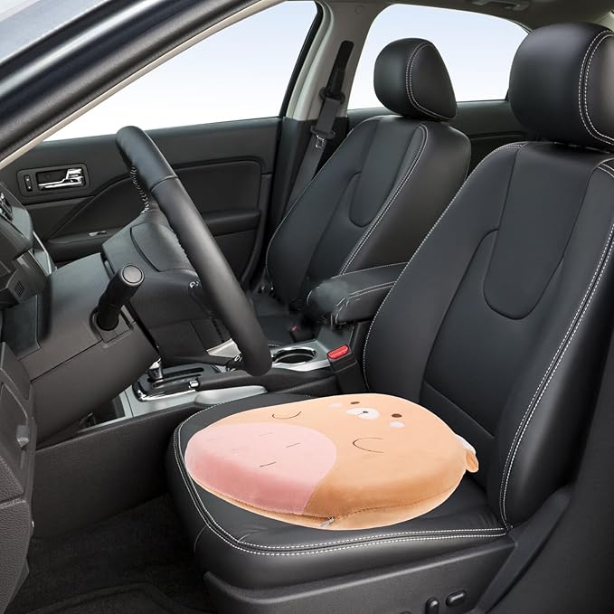 Memory Foam Car Seat Cushion and Office Chair Lumbar Support Pillow, Small Bear Design, Soft Non-Slip Pad for Truck, Wheelchair, and Sofa Use